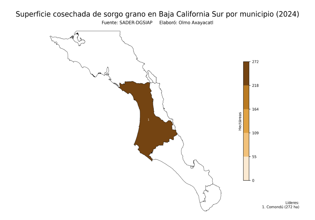 México Producción Agrícola Sorgo grano Baja California Sur (superficie cosechada)